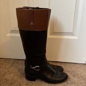 Gently Worn Bandolino Genuine Leather Calf Boots Brown Black 9M